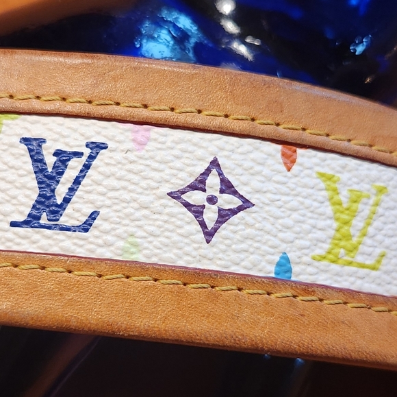 VTG LOUIS VUITTON White Monogram Multicolor 2004 Wide Gold Chunky Latch Bracelet - Picture 8 of 16